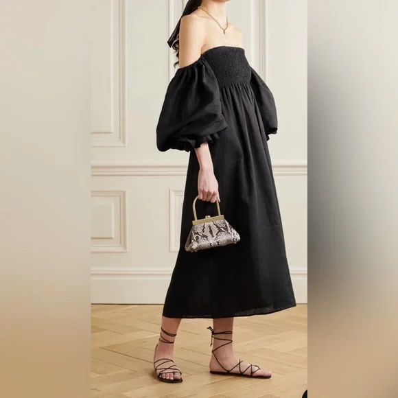 Sleeper NWT Atlanta Black Elegant LBD Shoulder Dress 100% Polyester-M - Picture 3 of 16